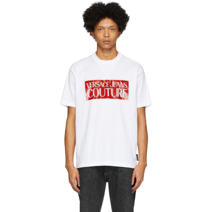 Photo: Versace Jeans Couture White and Red Pop Box Logo T-Shirt