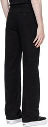 Noah Black Twill Double-Pleat Trousers