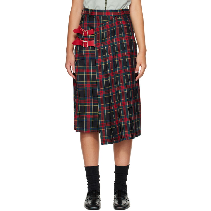 Photo: UNDERCOVER Red & Green UP2F1603 Midi Skirt