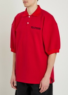 Willy Chavarria Football Logo-embroidered Piqué Cotton Polo Shirt Red