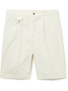 Nanushka - Flint Wide-Leg Pleated Slub-Cotton Shorts - Neutrals