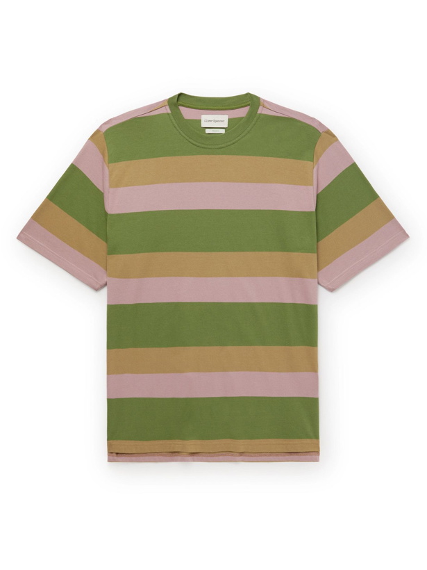 Photo: OLIVER SPENCER - Box Striped Cotton T-Shirt - Green