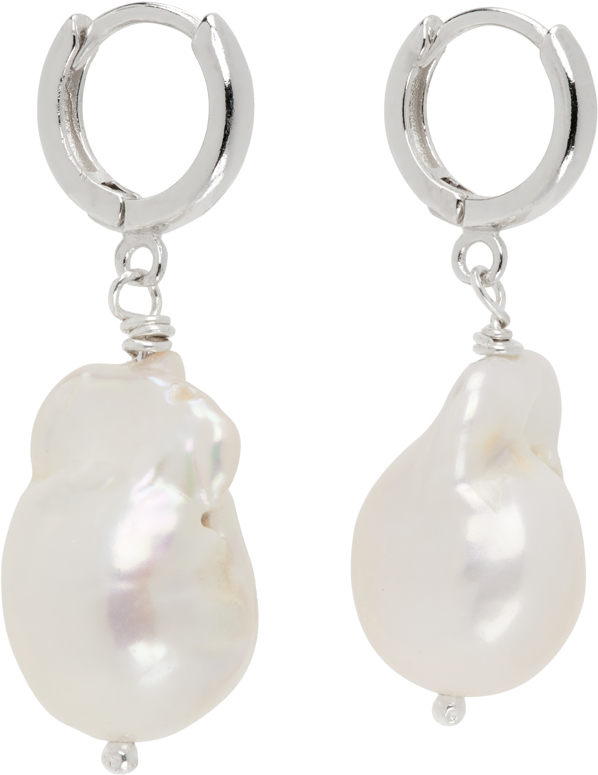 Gohar World Silver & White Host Baroque Pearl Earrings