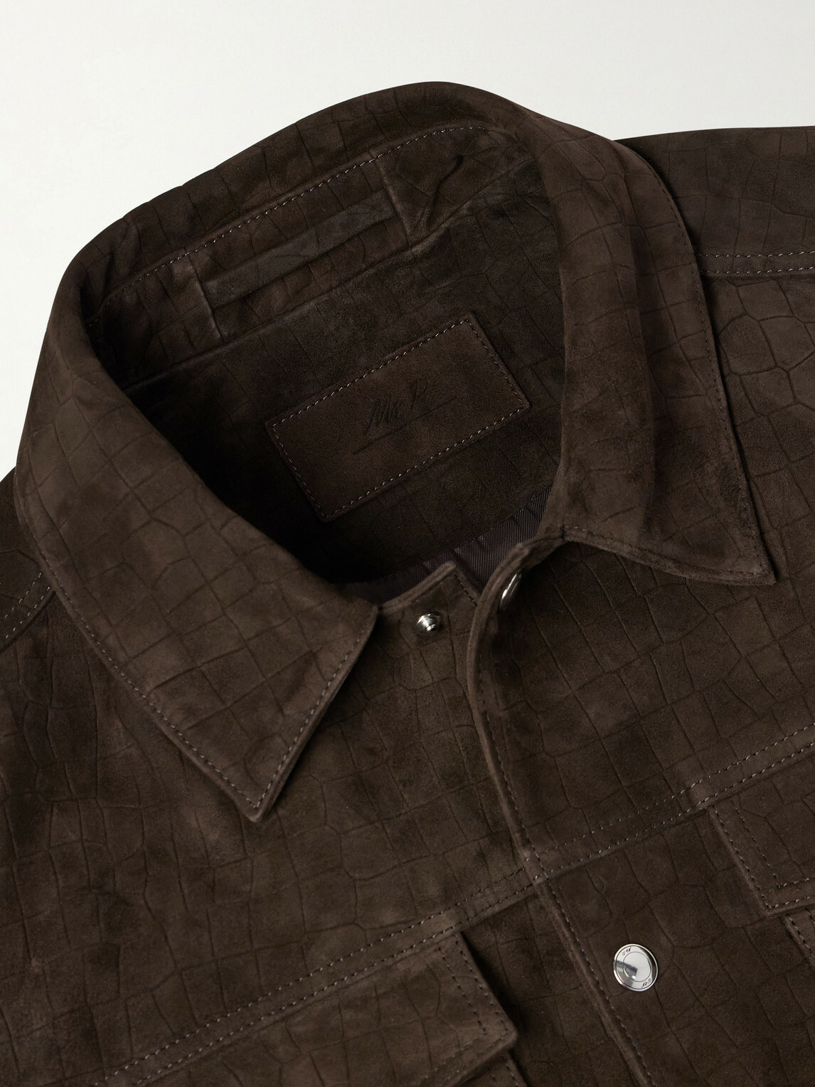 Mr P. - Croc-Effect Suede Jacket - Brown