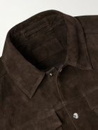 Mr P. - Croc-Effect Suede Jacket - Brown