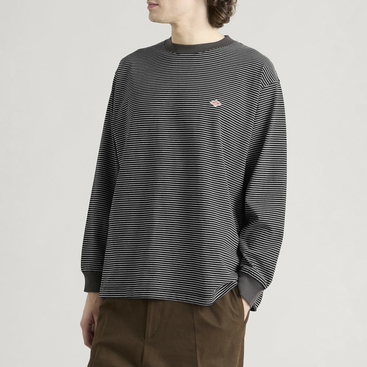 Danton Men's Long Sleeve Stripe T-Shirt in Black/White Stripe