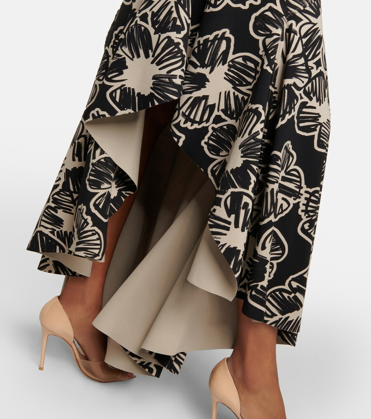 Mara Elasticated Waist Asymmetric Hem Skirt Olive