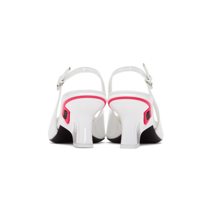 Prada White Slingback Logo Heels Prada