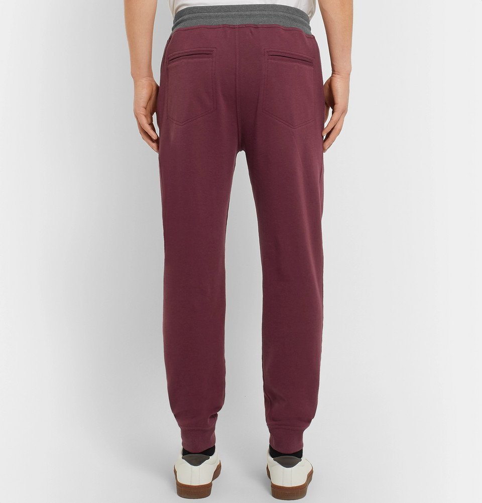 Brunello Cucinelli - Slim-Fit Tapered Loopback Cotton-Blend Jersey  Sweatpants - Men - Burgundy Brunello Cucinelli