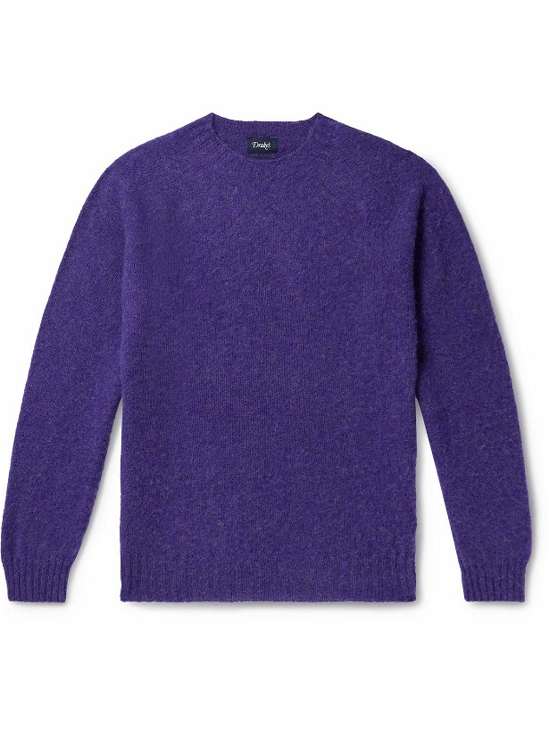 Photo: Drake's - Brushed Virgin Shetland Wool Sweater - Purple