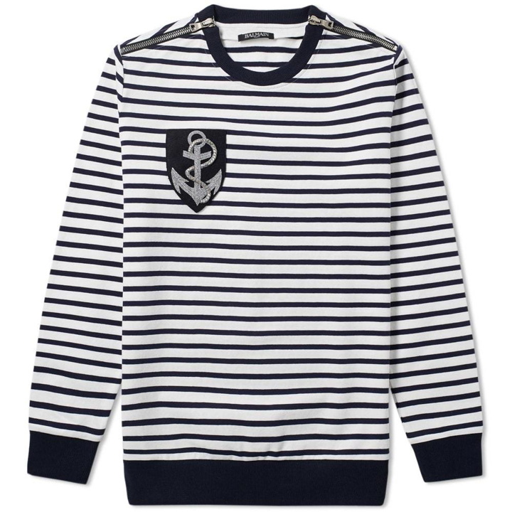 Photo: Balmain Nautical Stripe Crew Sweat Blue