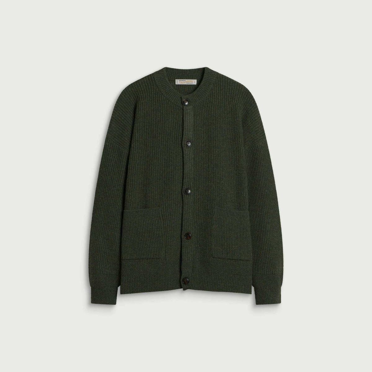 FrizmWORKS Men's Heavy Wool Round Cardigan in Forest Green