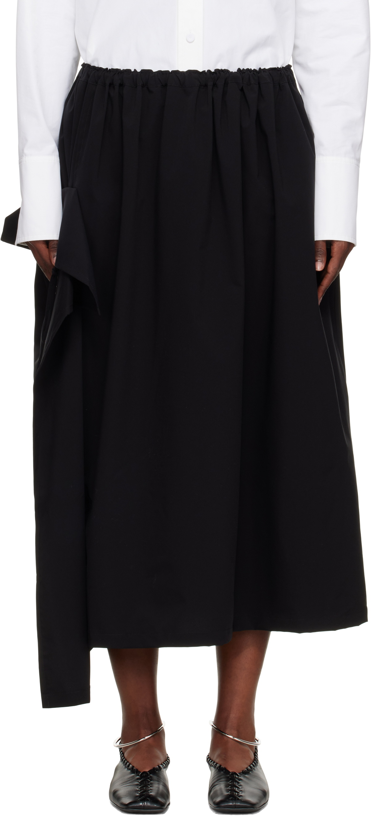 Y's Black Sa-Gathered Maxi Skirt