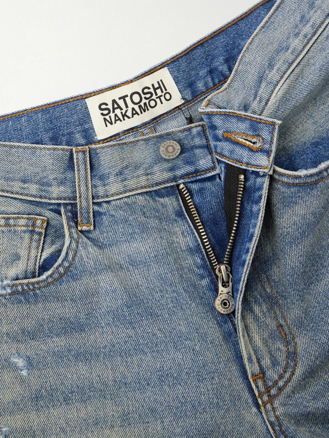 Satoshi Nakamoto - Blessed To Be Stressed Straight-Leg Distressed Jeans - Blue