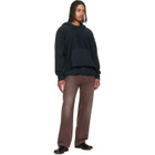 Les Tien Black Heavyweight Raw Cropped Hoodie