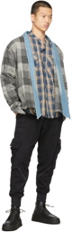 Greg Lauren Grey Graphite Buffalo Check Cardigan