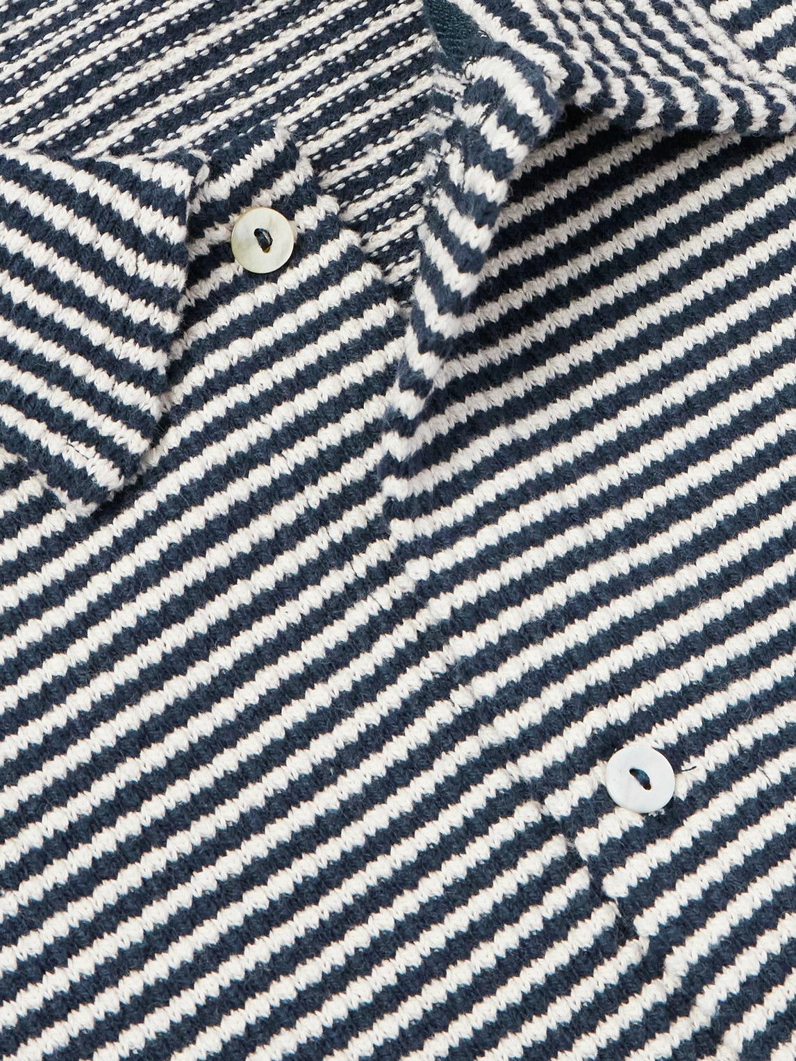 Officine Générale - Bryan Striped Cotton-Blend Cardigan - Blue