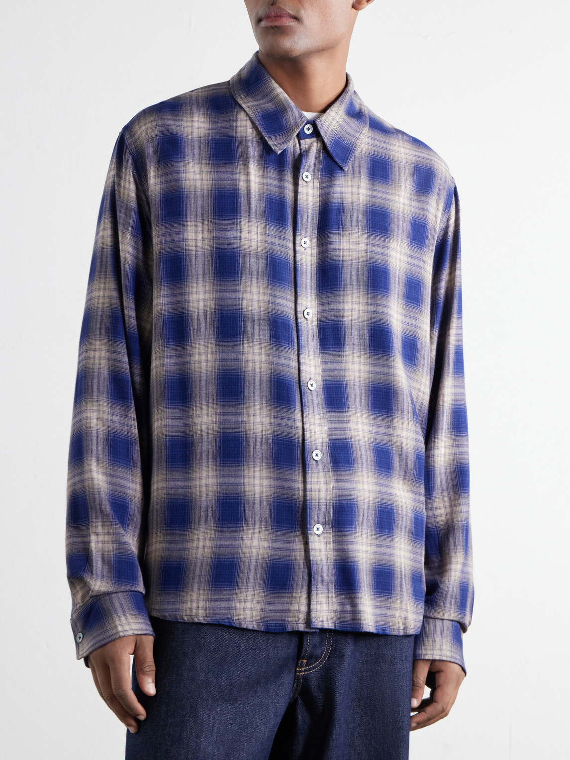 Corridor - Mirabelle Checked Rayon Shirt - Blue