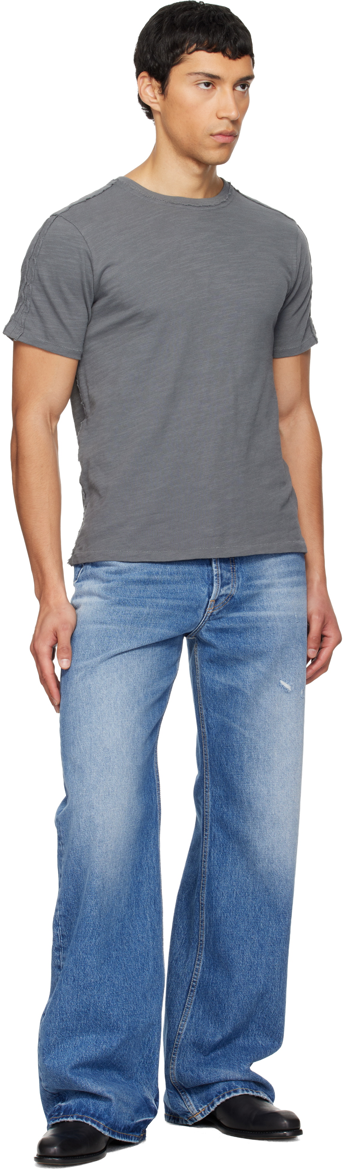 rag & bone Gray Raw-Edge Flame T-shirt