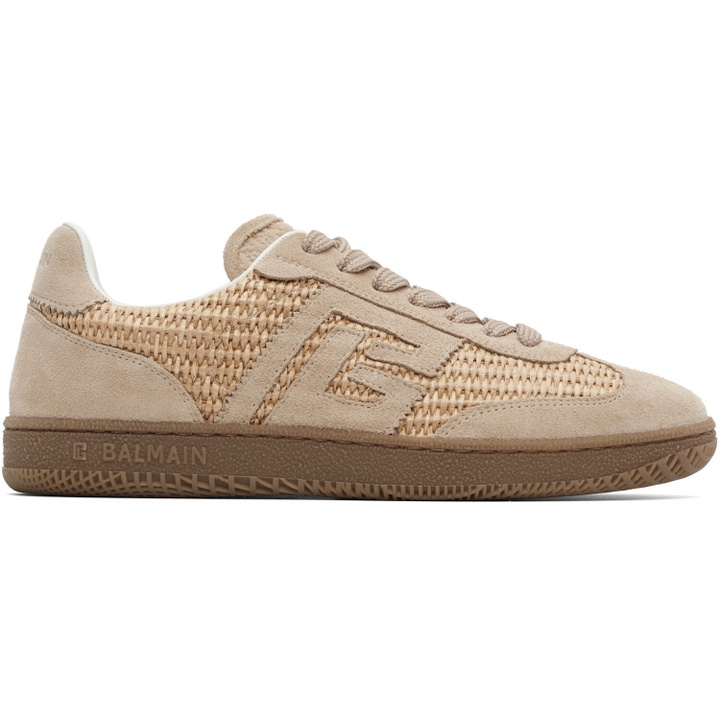 Photo: BALMAIN Beige Swan Sneakers