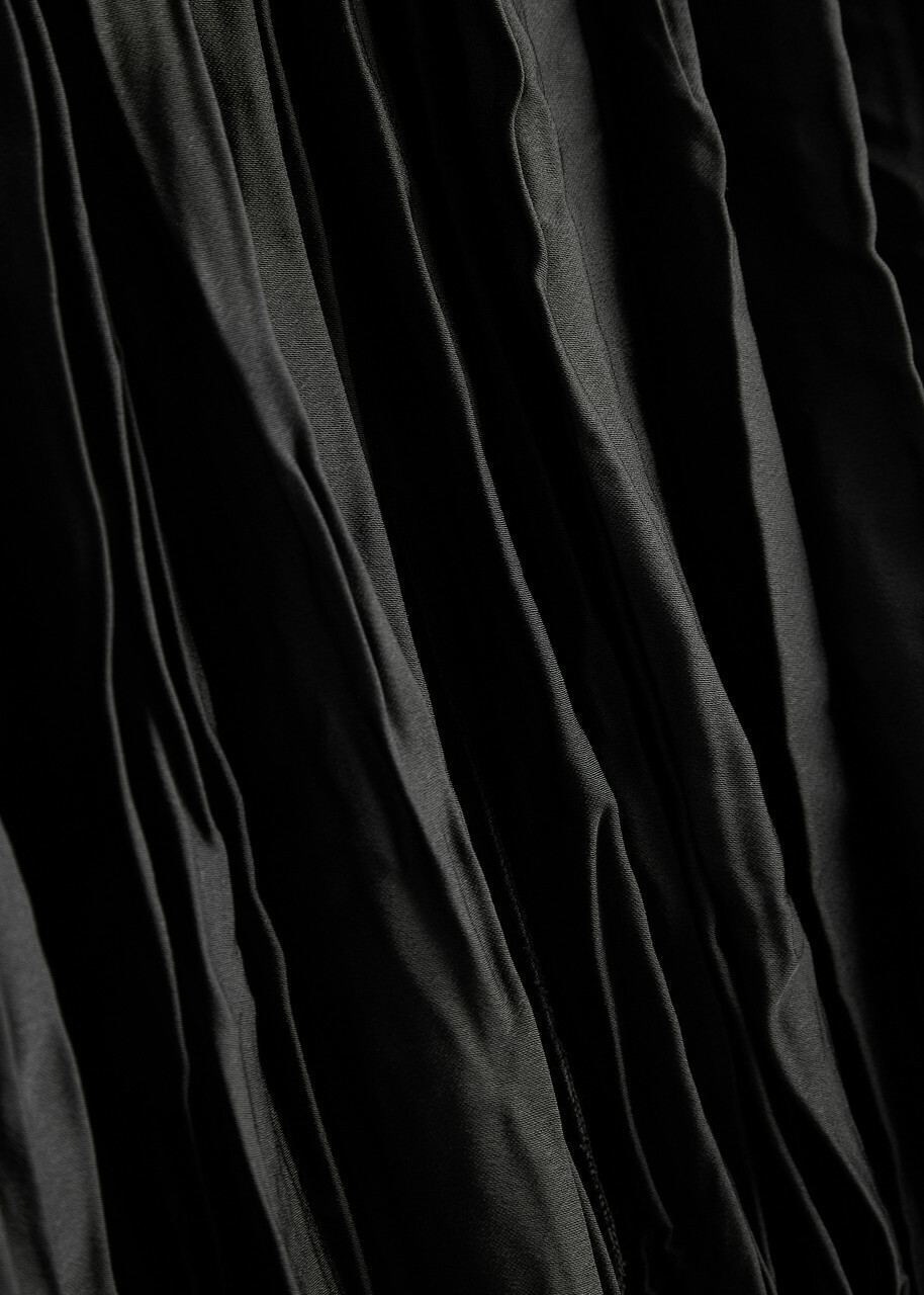 Forte_forte Plissé Satin Midi Dress Black
