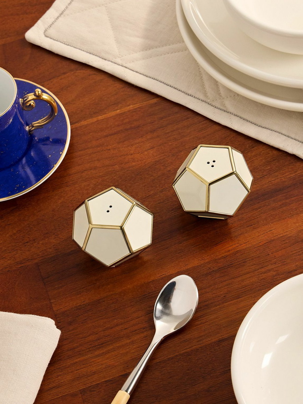 Photo: L'Objet - Pentagon Spice Jewels Enamel and Gold-Plated Salt and Pepper Shakers