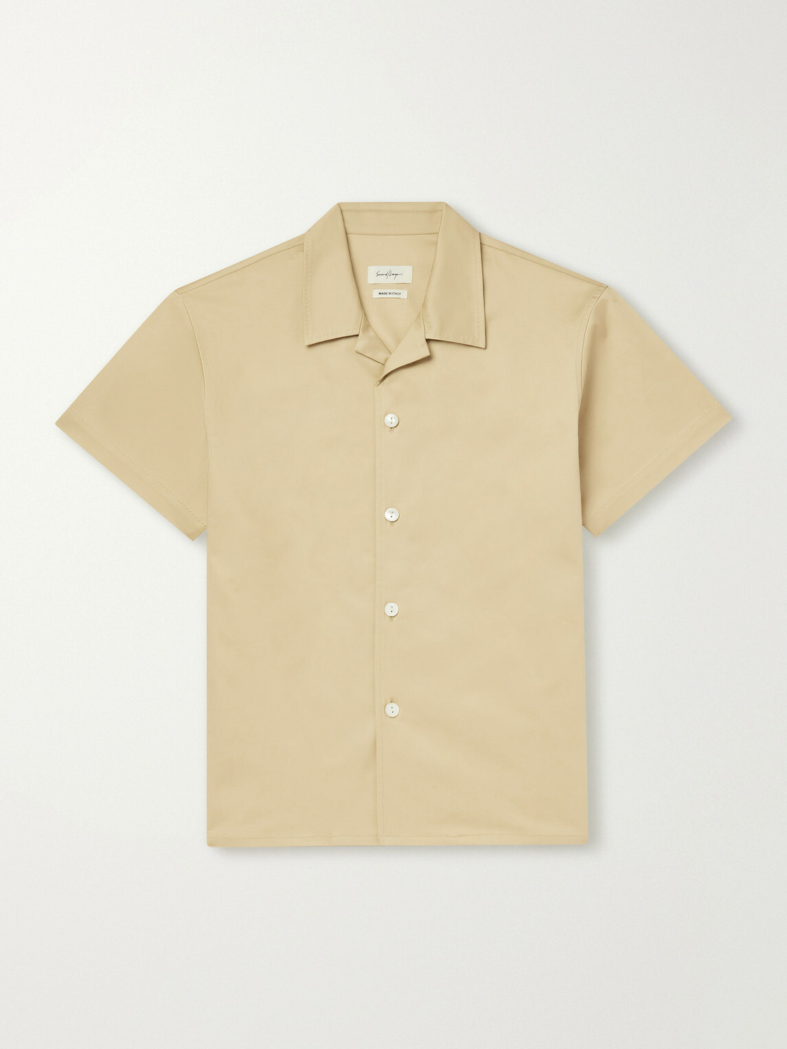 SECOND / LAYER - Avenue Camp-Collar Stretch-Cotton Poplin Shirt - Yellow