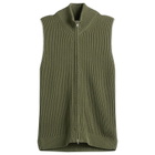MM6 Maison Margiela Men's Knitted Ribbed Zip Vest in Kaki