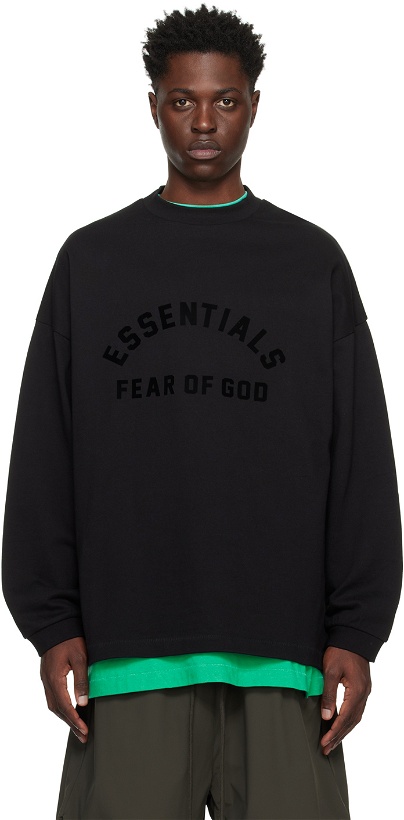 Photo: Fear of God ESSENTIALS Black Bonded Long Sleeve T-Shirt
