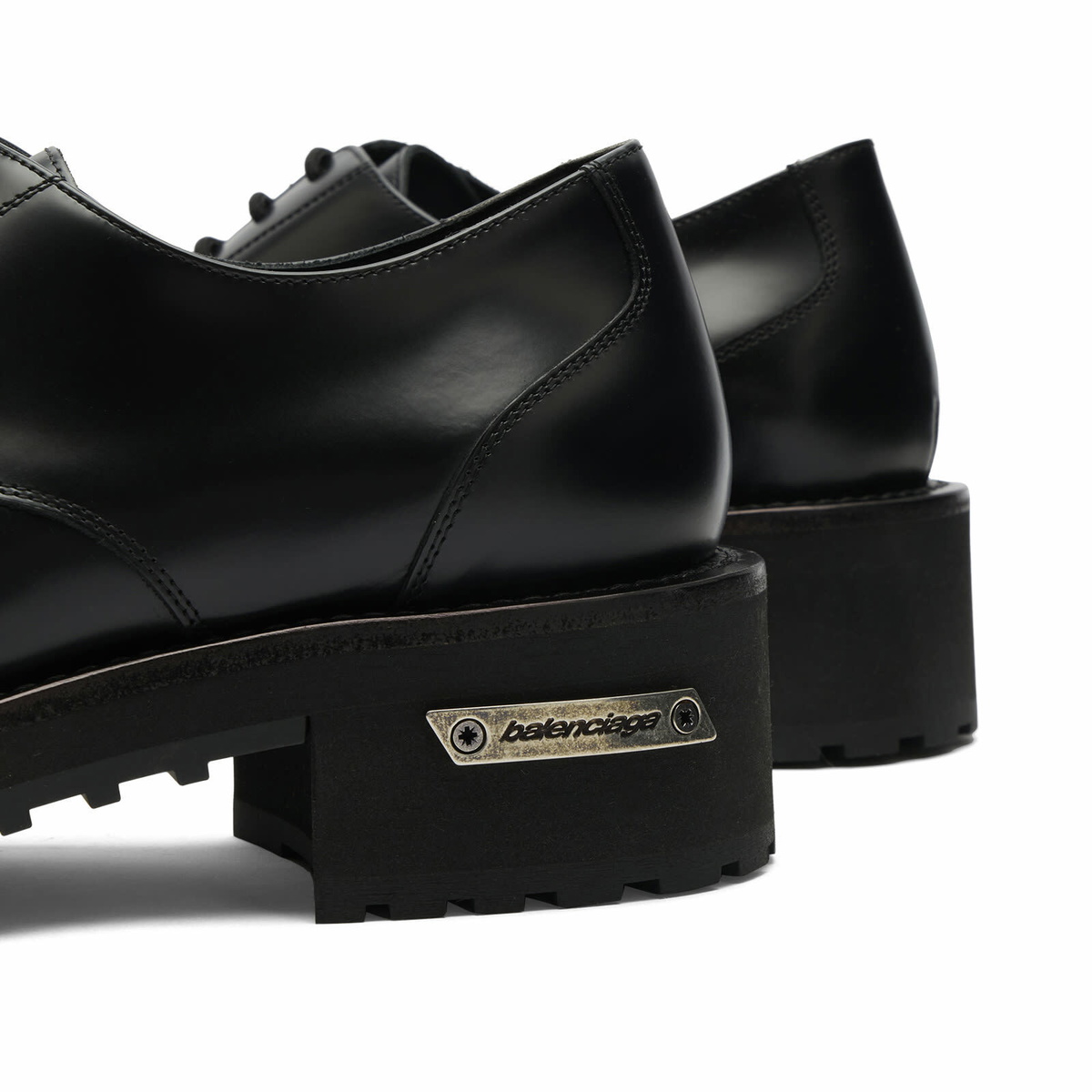 Balenciaga Men's Venom Derby Shoe in Black/Aged Silver