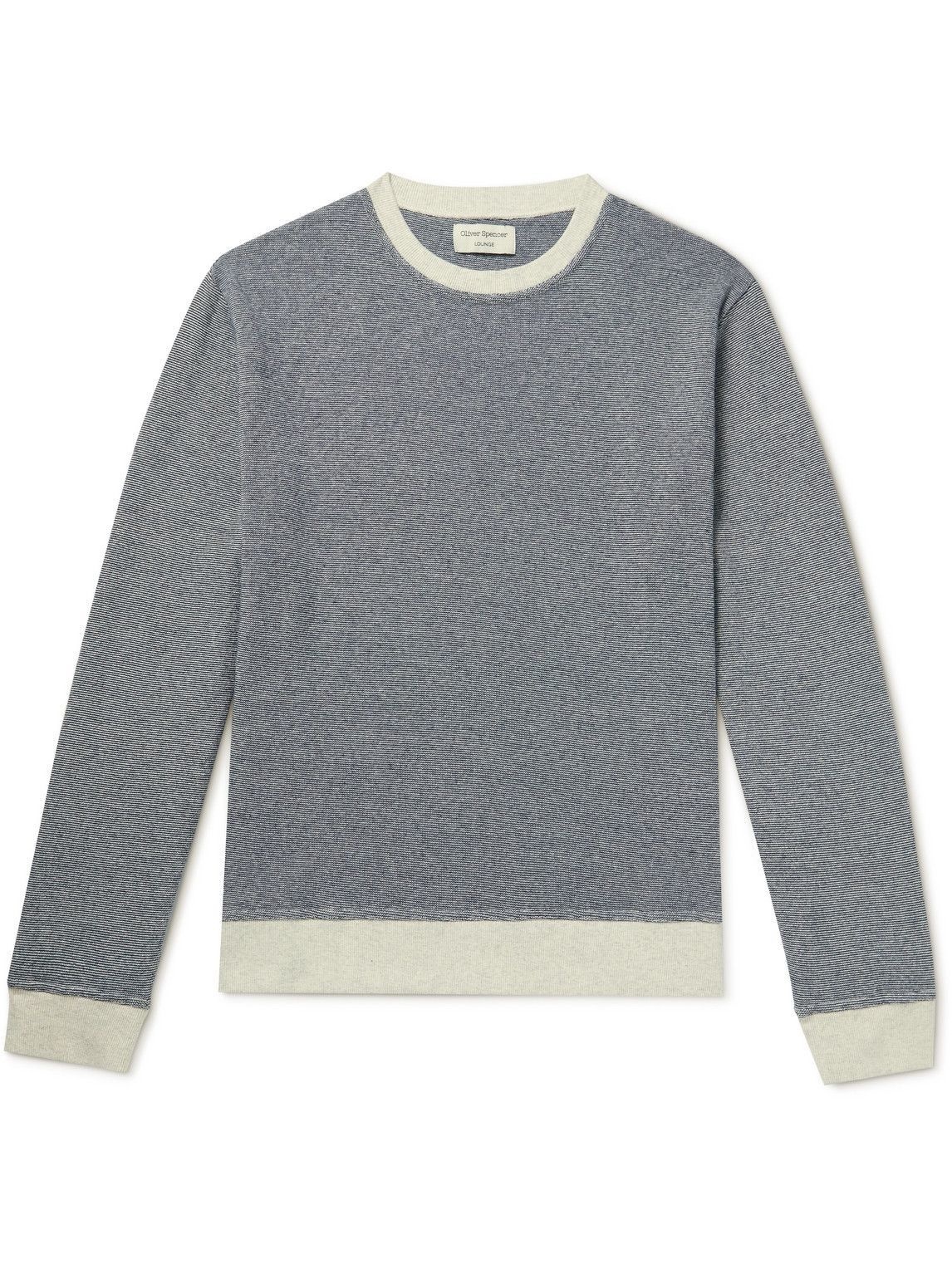 Photo: Oliver Spencer Loungewear - Striped Organic Cotton-Jersey Sweatshirt - Blue