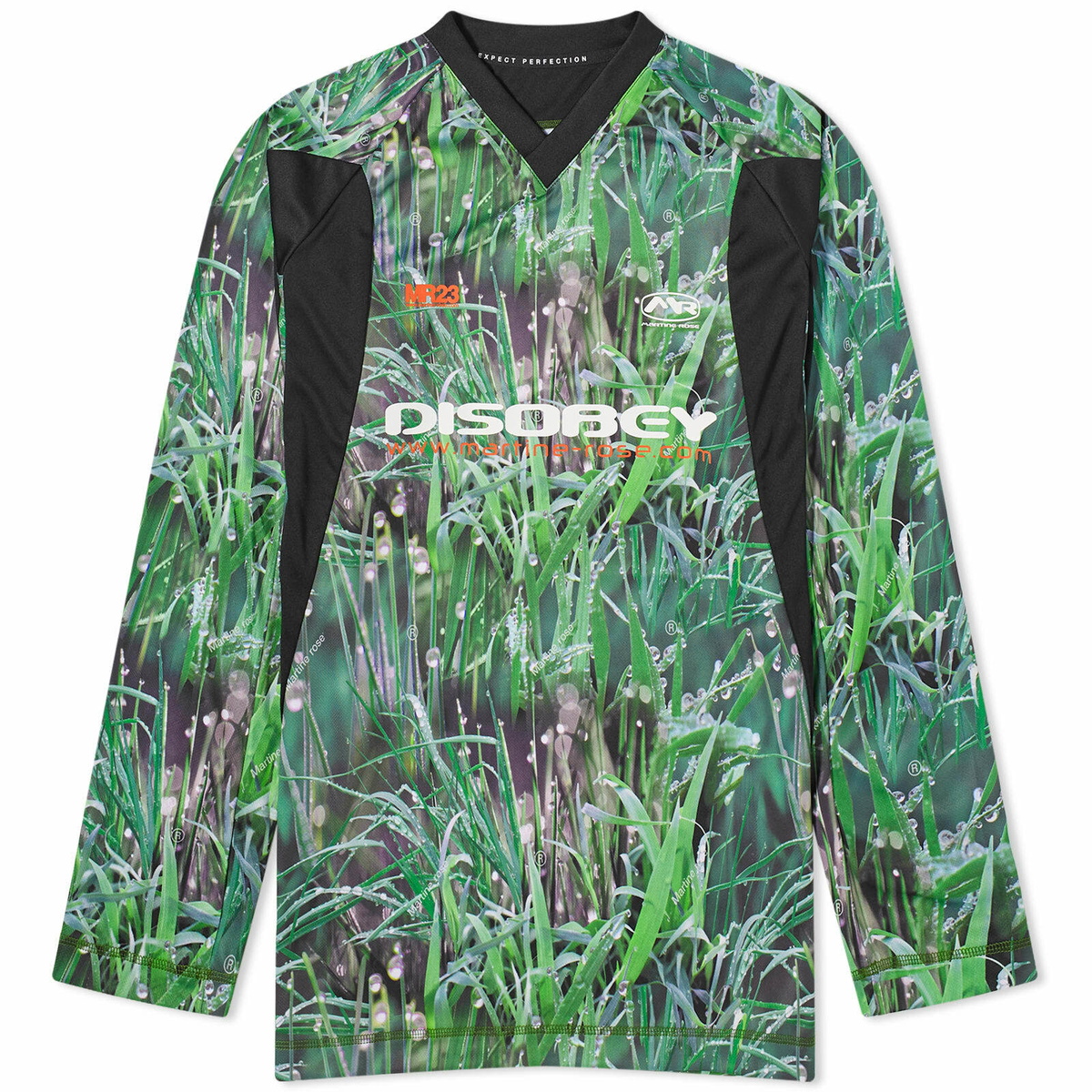 【MARTINE ROSE】PANELLED FOOTBALL TOP GRASS PRINT/BLACK GRASS-PRINT---BLACK-PANELLED-