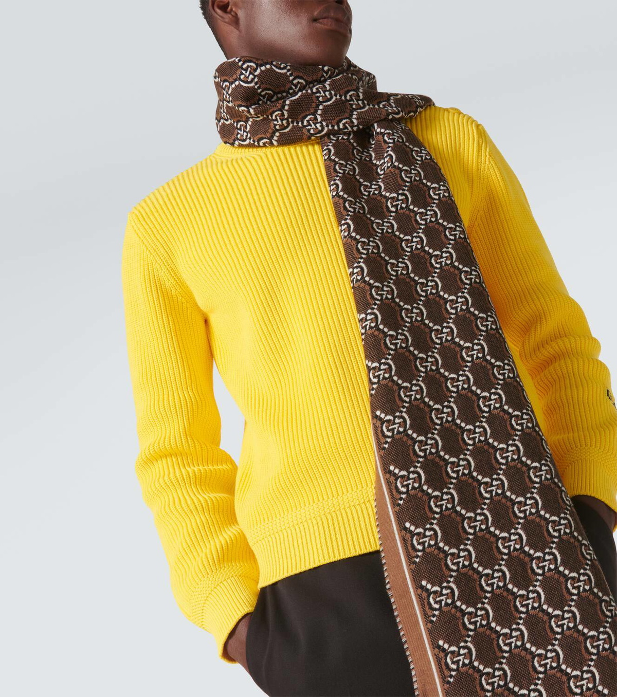 Gucci GG Shadow fringed jacquard wool scarf Gucci