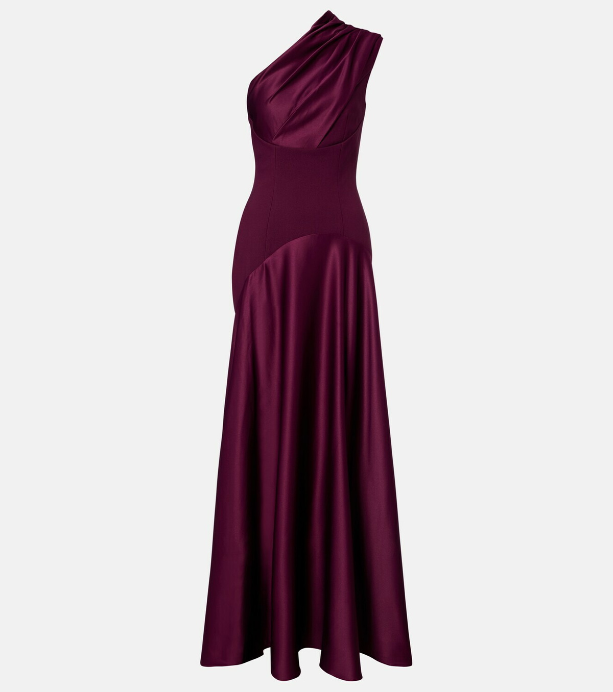 Solace London Gabriela draped one-shoulder satin gown