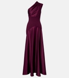 Solace London Gabriela draped one-shoulder satin gown