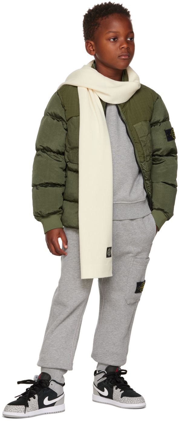 Stone Island Junior Kids Khaki Nylon Down Jacket Stone Island Junior Stone Island Junior Kids Khaki Nylon Down Jacket Stone Island Junior