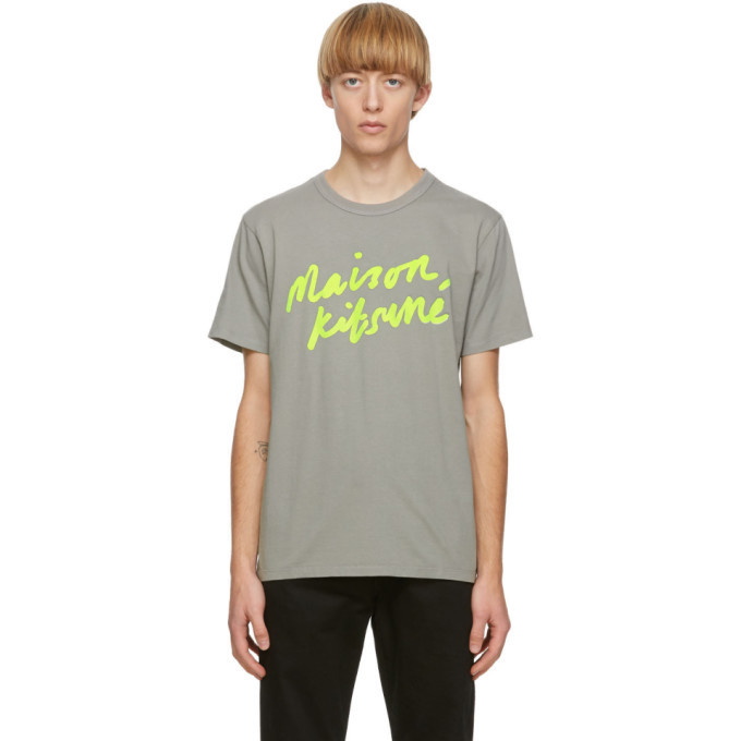 Photo: Maison Kitsune Grey Handwriting T-Shirt