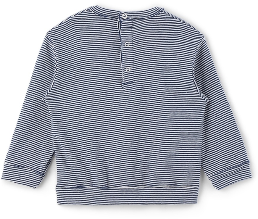 Petit Bateau Baby Navy & White Striped Graphic Long Sleeve T-Shirt