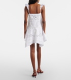 Self-Portrait Embroidered linen and cotton poplin minidress