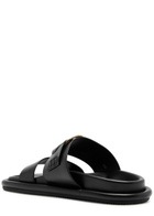 Moncler Bell Logo Leather Sliders Black