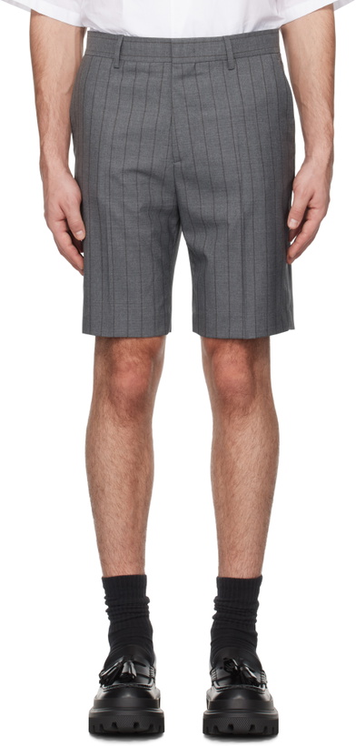 Photo: Moschino Gray Wool Pinstripe Shorts