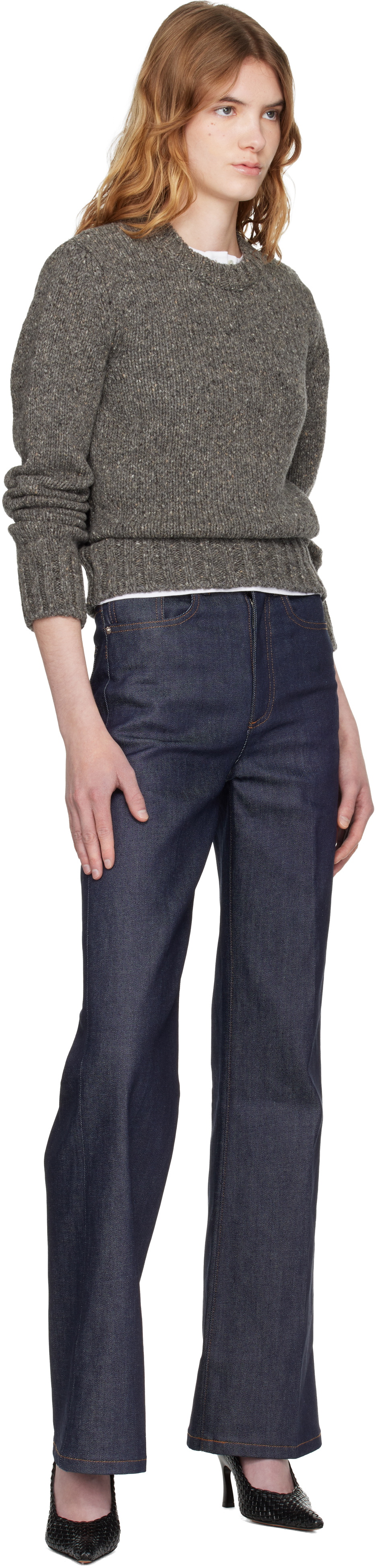 A.P.C. Gray Short Round Neck Sweater