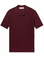 Orlebar Brown - Horton Maybrook Slim-Fit Textured Silk and Cotton-Blend Polo Shirt - Burgundy