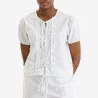 Deiji Studios Women's Double Frill Top in Sage Stripe