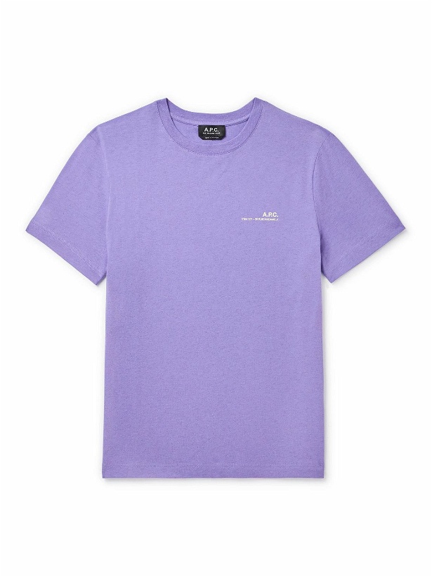 Photo: A.P.C. - Logo-Print Cotton-Jersey T-Shirt - Purple