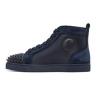 Christian Louboutin Navy Canvas Lou Spikes Orlato High-Top Sneakers