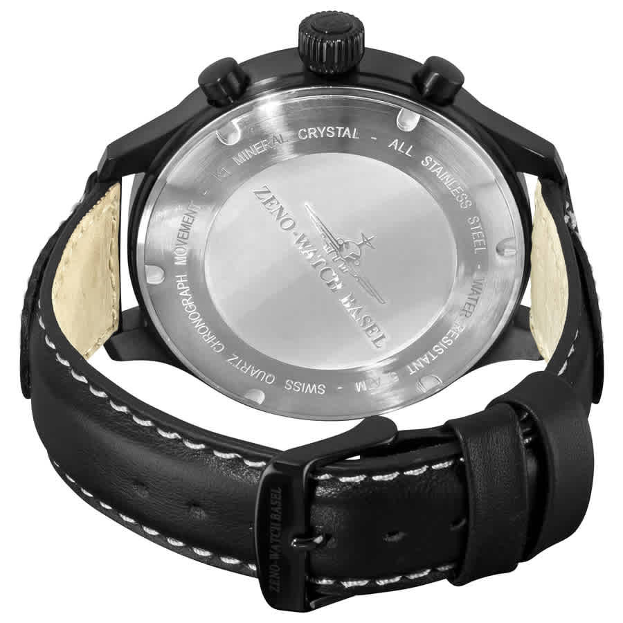 Zeno Chronograph Black Dial Black Leather Strap Mens Watch 6221-8040-BK-A1