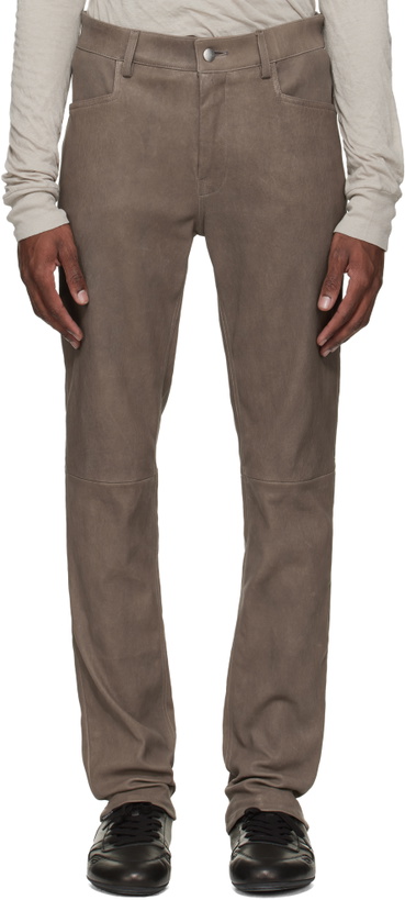 Photo: Rick Owens Gray Temple Tyrone Leather Pants