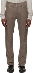 Rick Owens Gray Temple Tyrone Leather Pants
