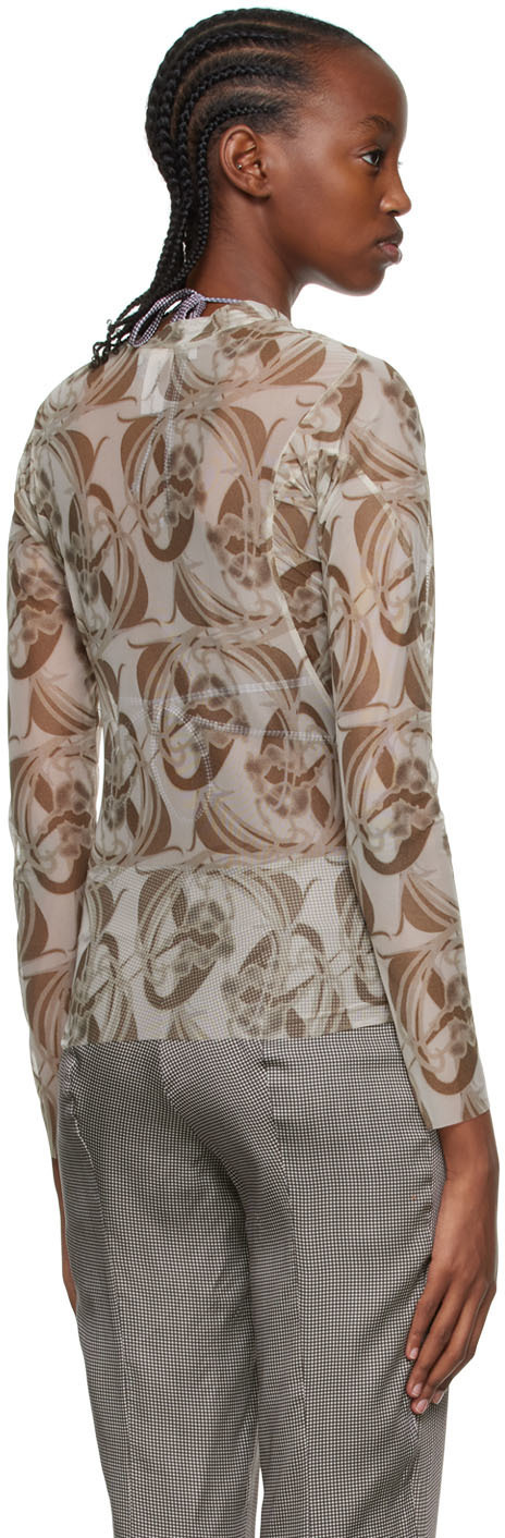 Anne Isabella Off-White & Green Recycled Polyethylene Blouse